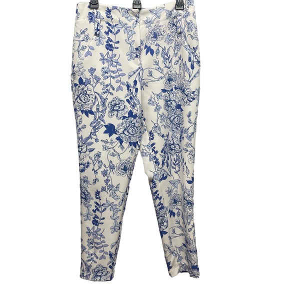 7th Avenue Design Studio New York & Company Pants - 7th Avenue Design Studio Womens Size 6 Average Blue Floral Front Zip Pants